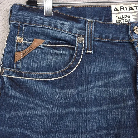 Ariat Jeans Mens 38x32 Blue M4 Relaxed Bootcut Medium Wash Denim Western Cowboy